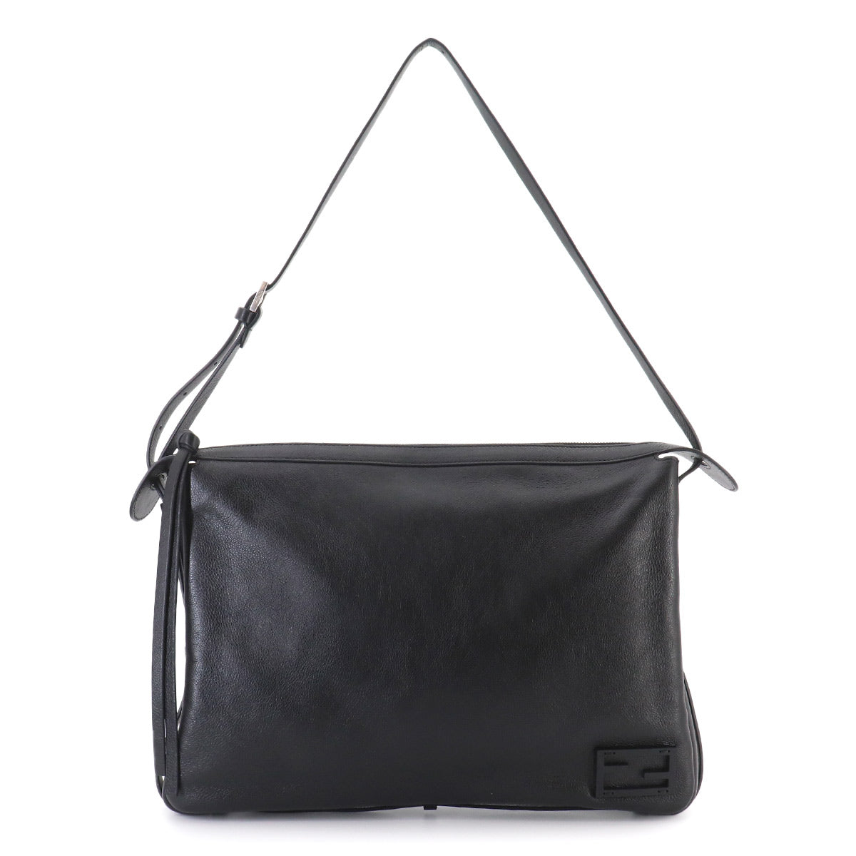 Simply Fendi Large Shoulder Bag Leather Nero 8BR831