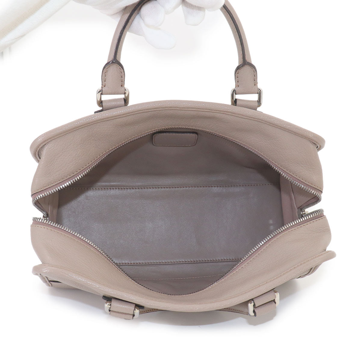 Amazona 28 Hand Bag Leather Beige Anagram Purse