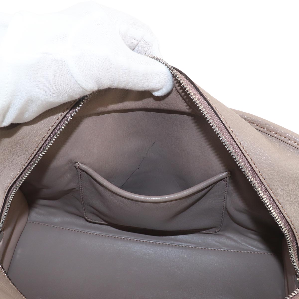 Amazona 28 Hand Bag Leather Beige Anagram Purse