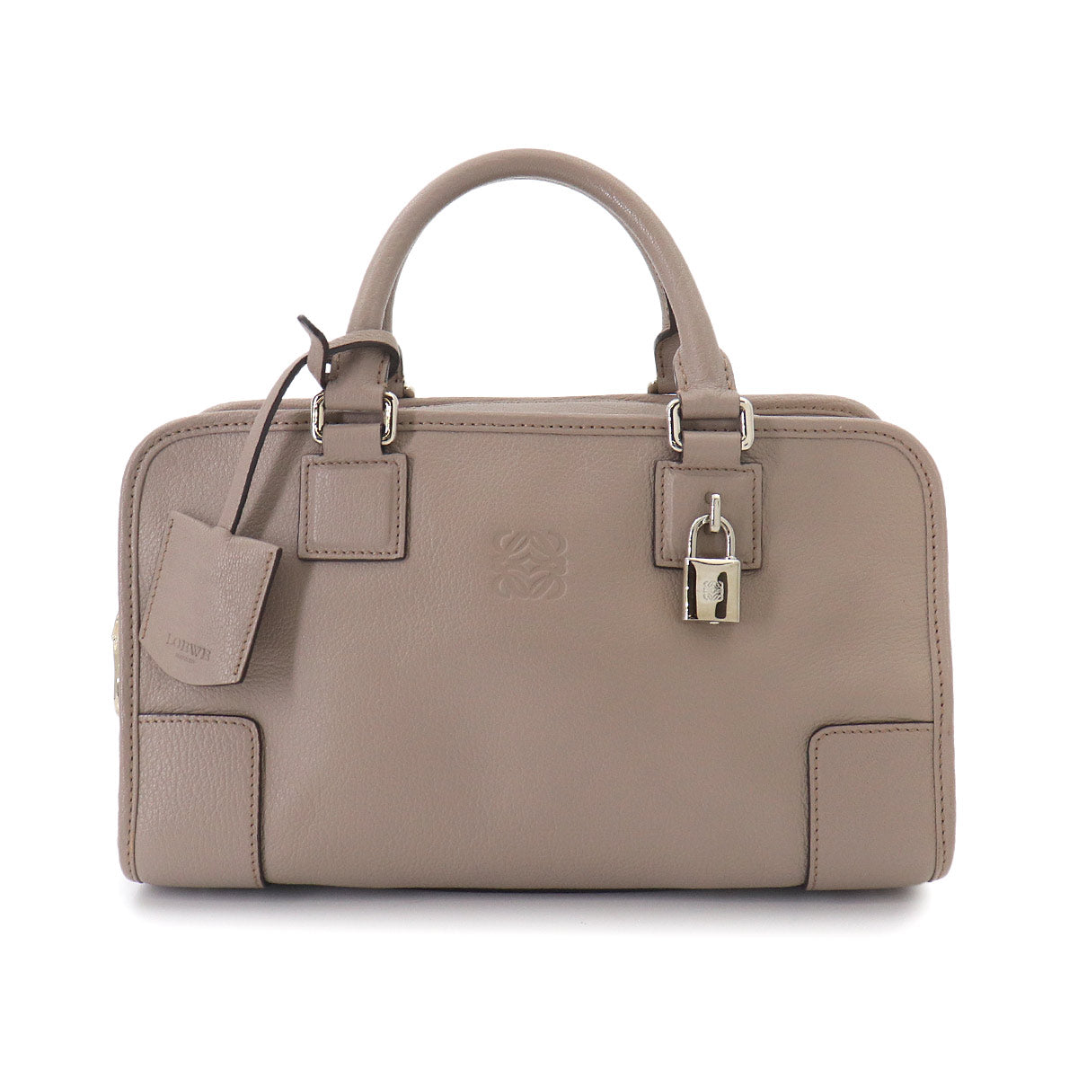 Amazona 28 Hand Bag Leather Beige Anagram Purse