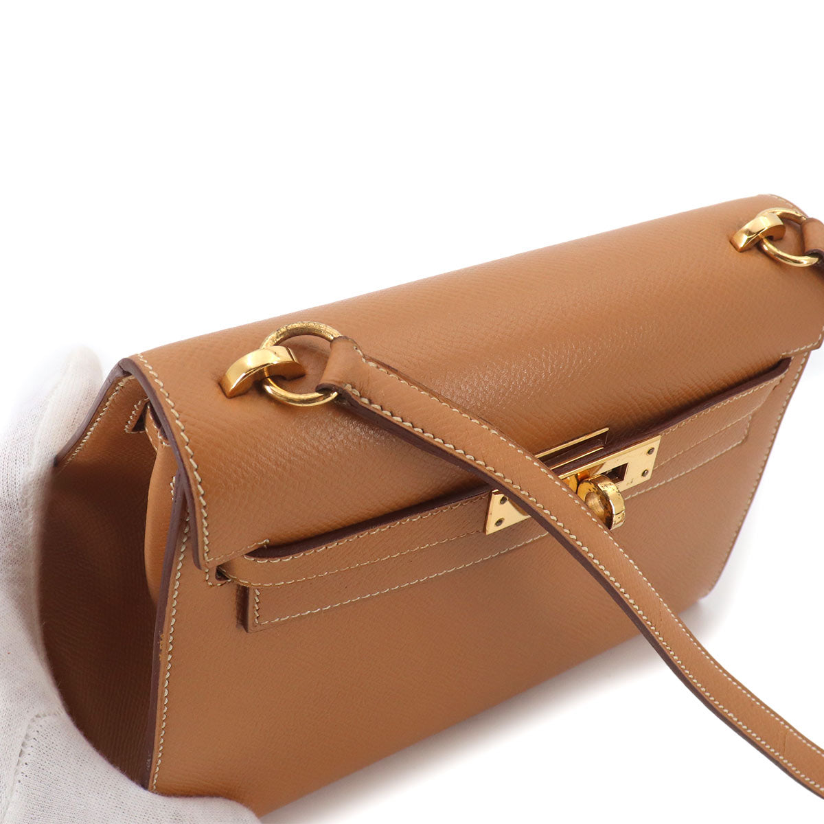Mini Kelly 20 Shoulder Bag Couchevel Epsom Natural Brown