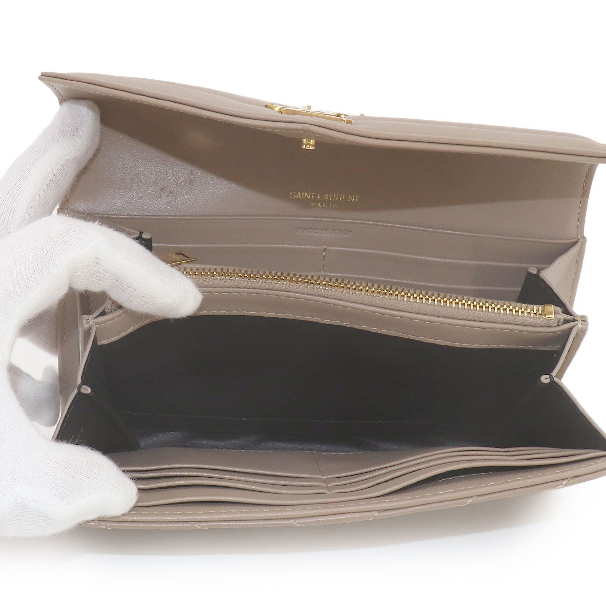 Monogram Large Flap Wallet Leather Greige 372264