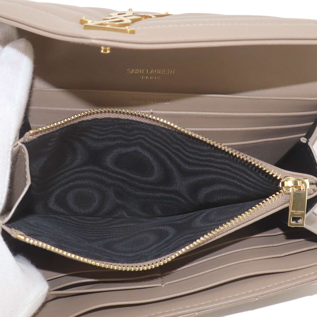Monogram Large Flap Wallet Leather Greige 372264