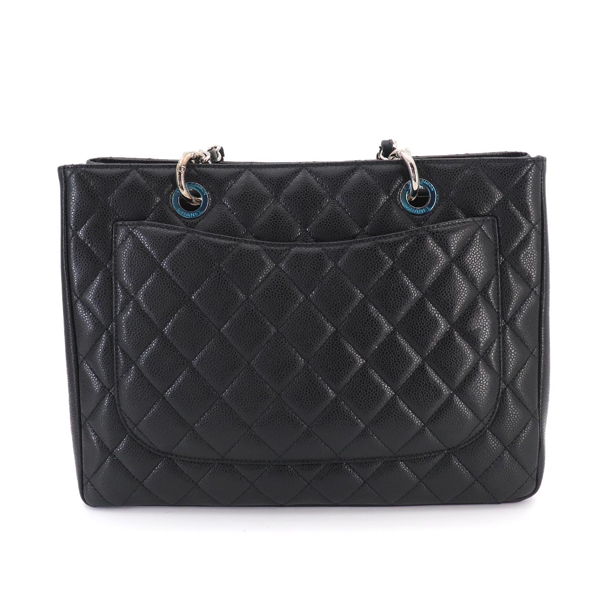 Matelasse Grand Shopping Tote Bag Leather Black GST A50995