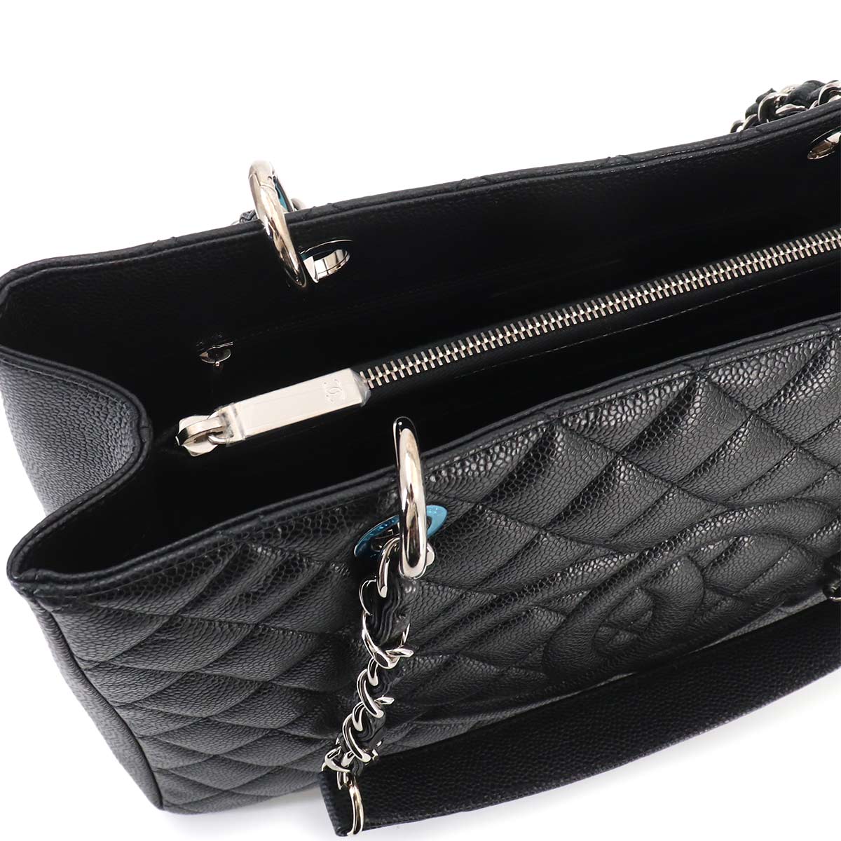 Matelasse Grand Shopping Tote Bag Leather Black GST A50995