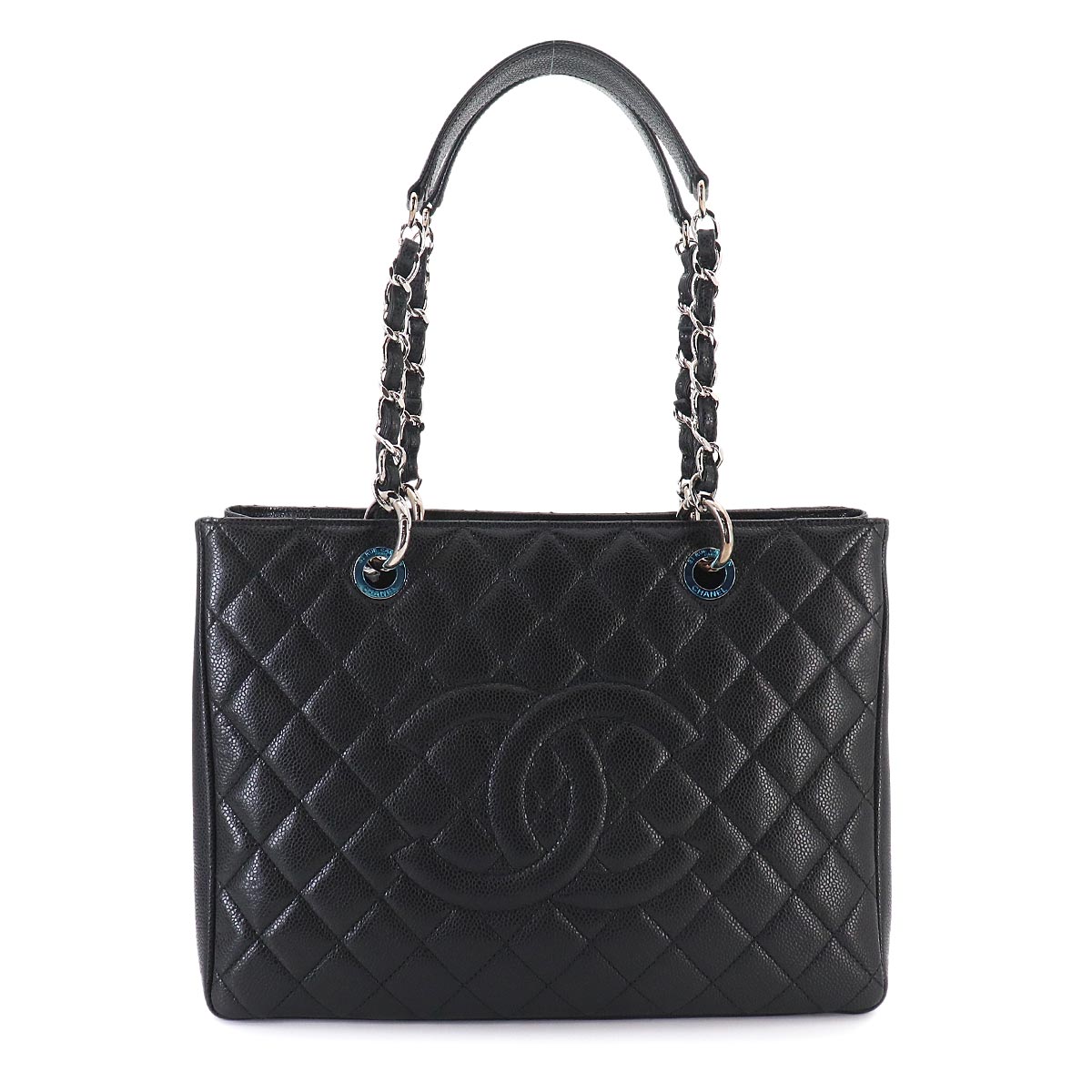 Matelasse Grand Shopping Tote Bag Leather Black GST A50995