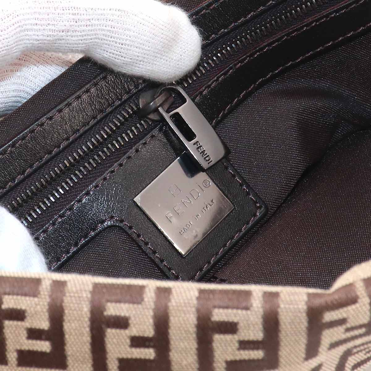 Zucchino Mamma Baguette Shoulder Bag Canvas Leather Beige 8BR002