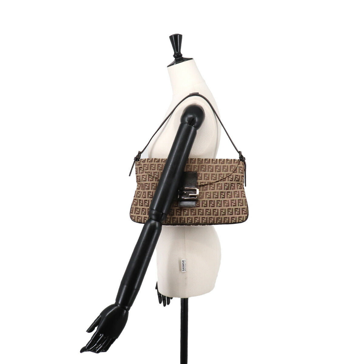 Zucchino Mamma Baguette Shoulder Bag Canvas Leather Beige 8BR002