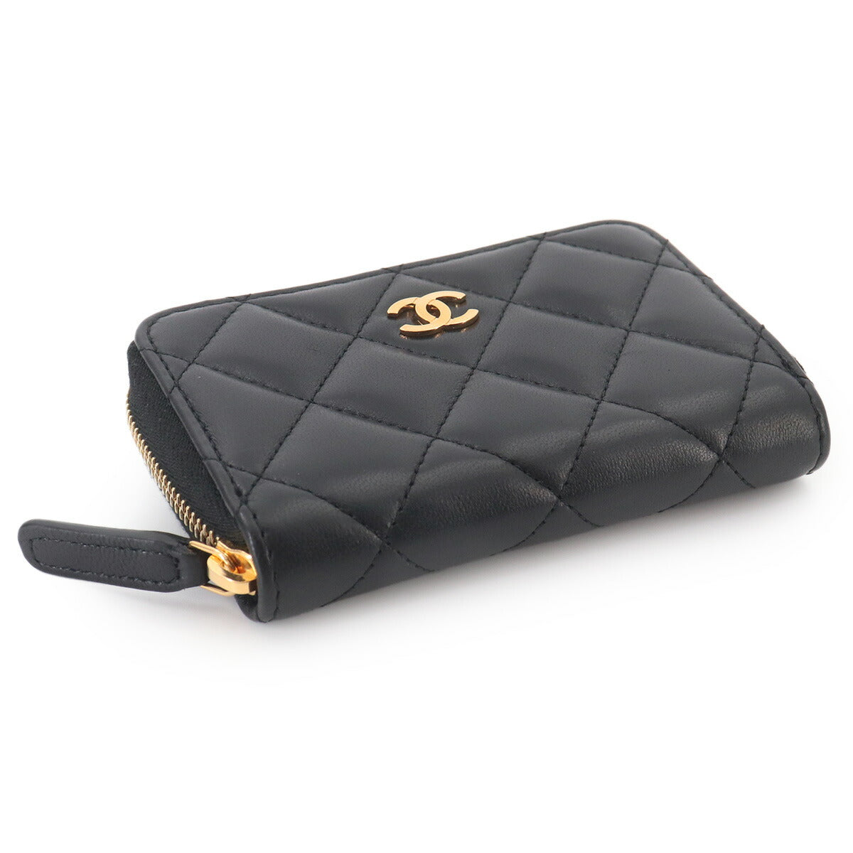 Matelasse Coin Case Purse Leather Black AP0216