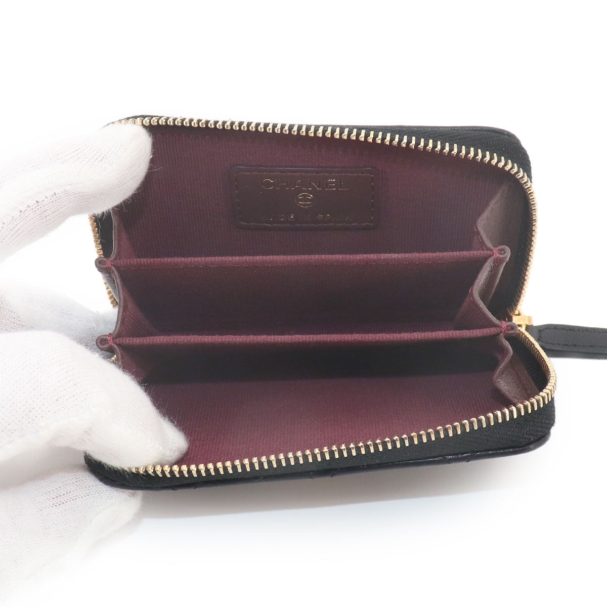 Matelasse Coin Case Purse Leather Black AP0216