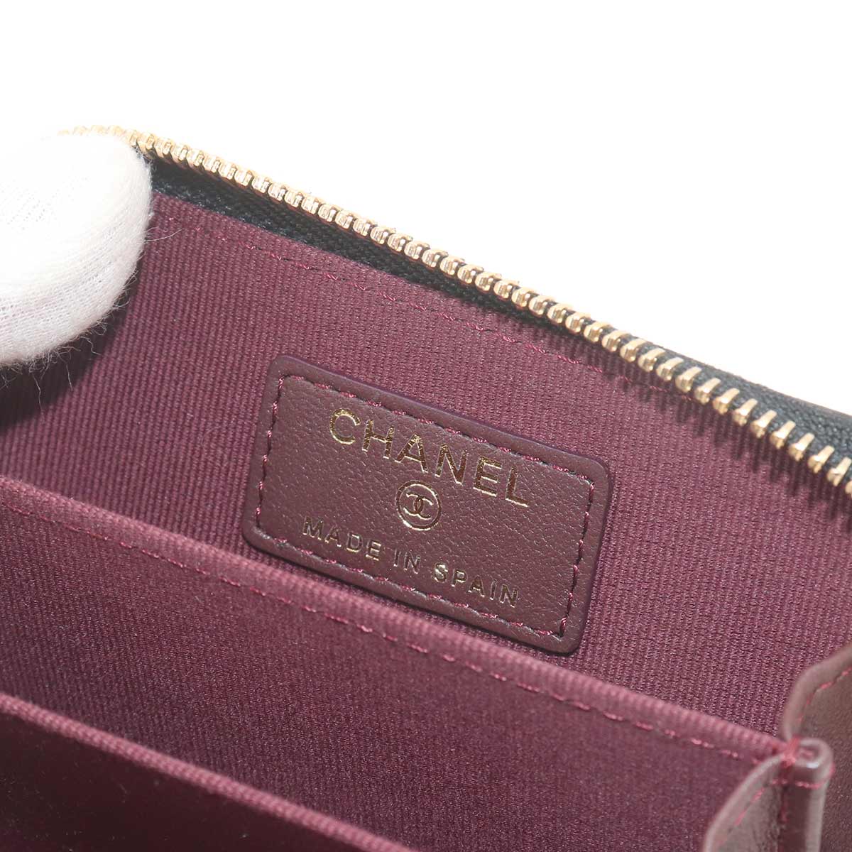 Matelasse Coin Case Purse Leather Black AP0216