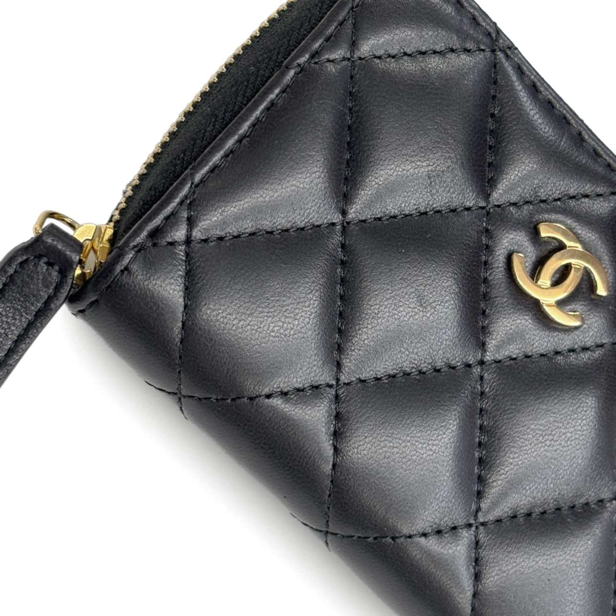 Matelasse Coin Case Purse Leather Black AP0216