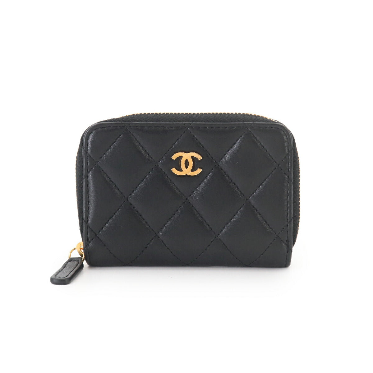 Matelasse Coin Case Purse Leather Black AP0216