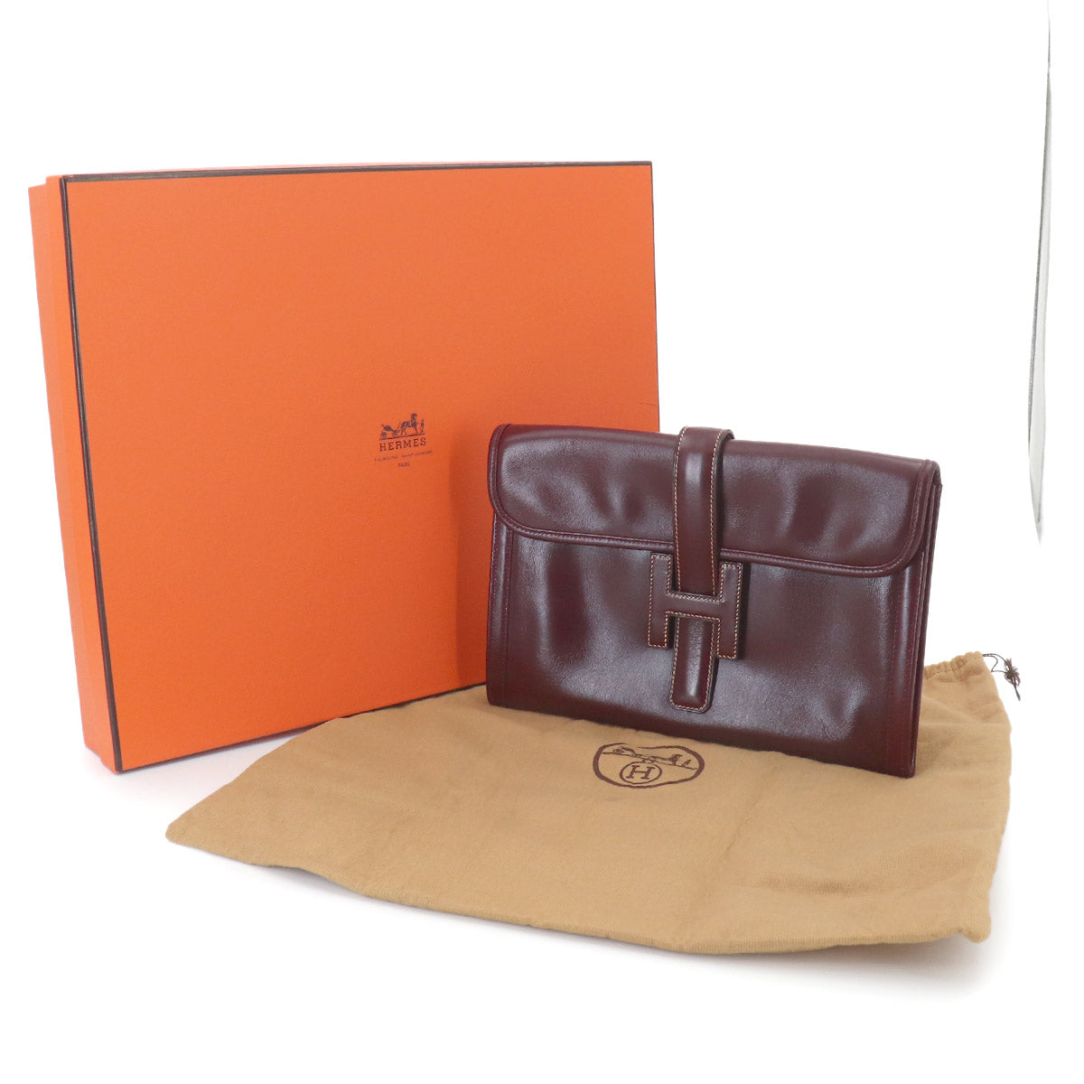 Jige PM Clutch Bag Box Calf Bordeaux Purse