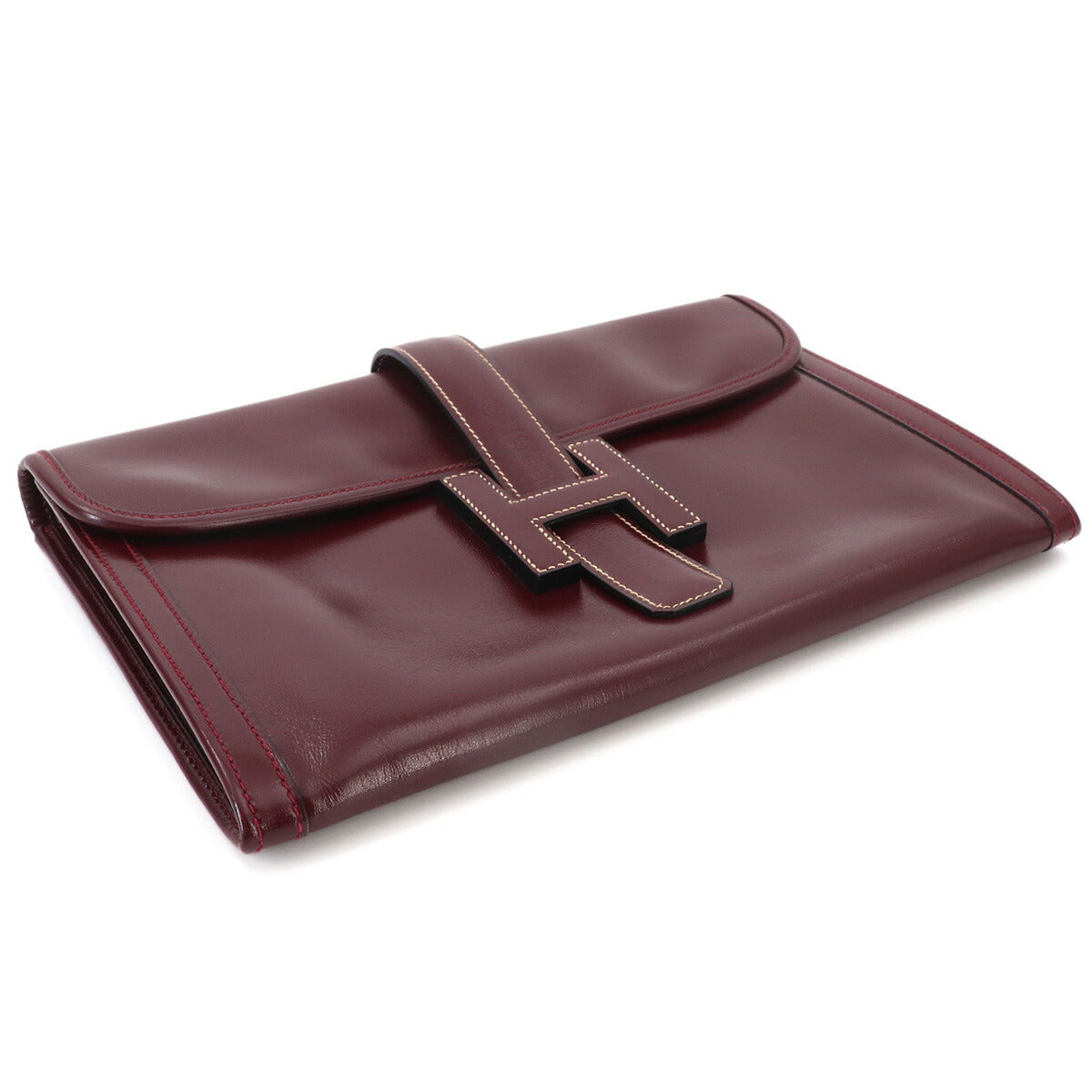 Jige PM Clutch Bag Box Calf Bordeaux Purse