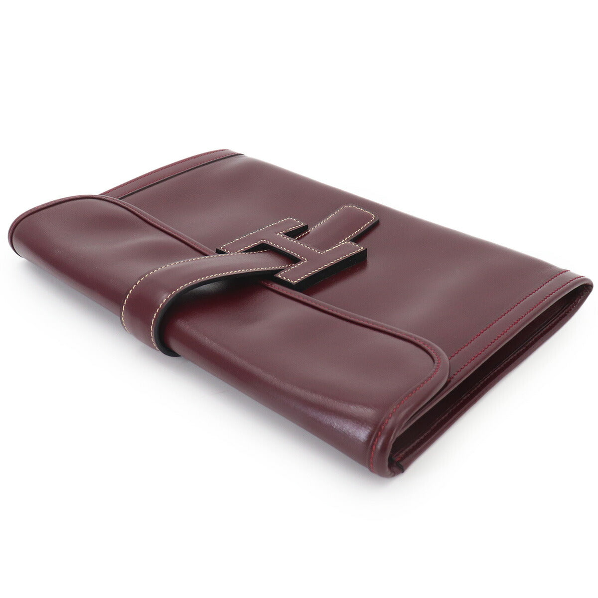 Jige PM Clutch Bag Box Calf Bordeaux Purse