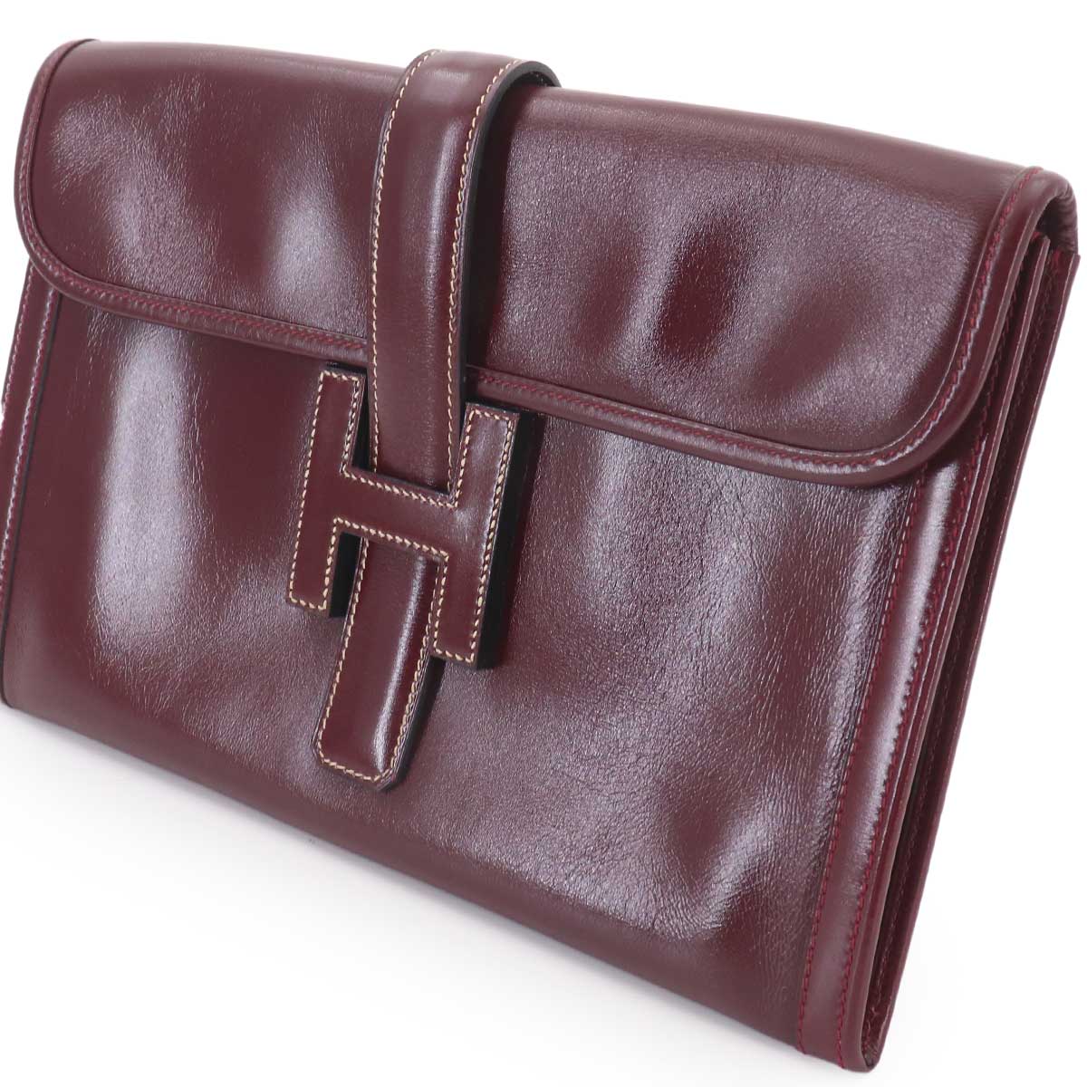 Jige PM Clutch Bag Box Calf Bordeaux Purse