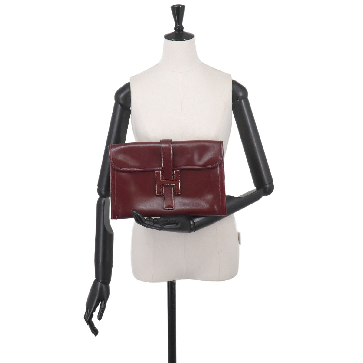 Jige PM Clutch Bag Box Calf Bordeaux Purse
