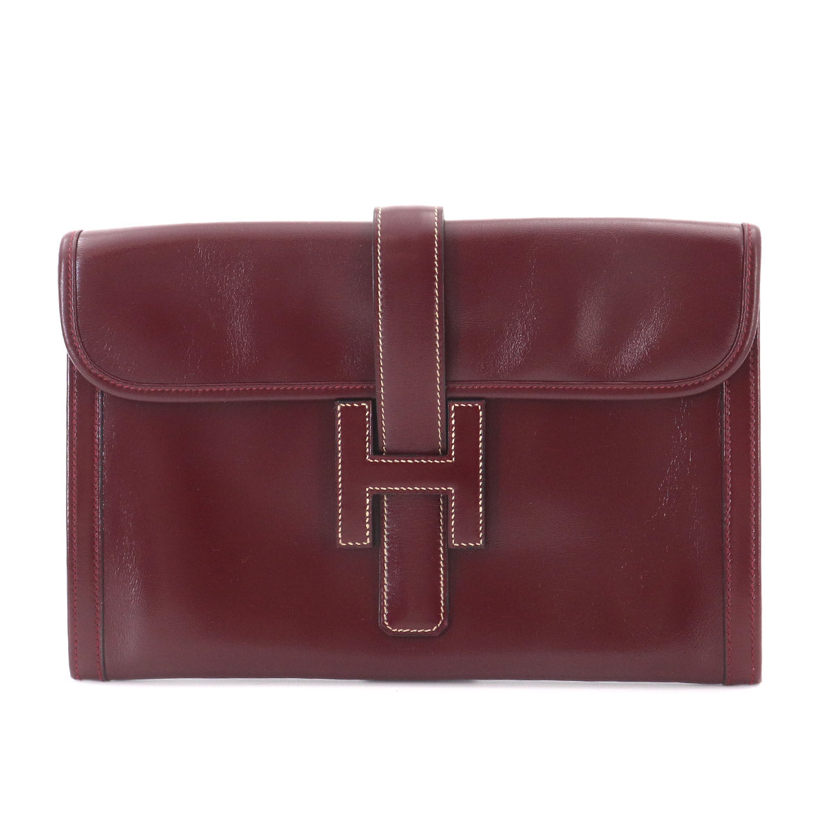 Jige PM Clutch Bag Box Calf Bordeaux Purse