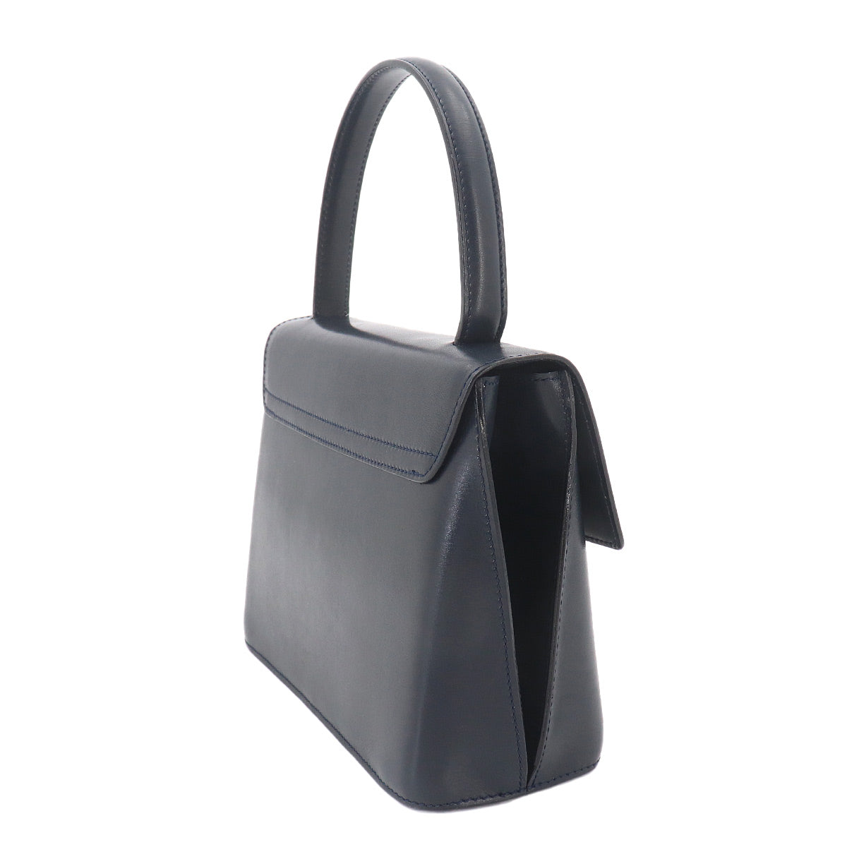 Gancini Hand Bag Leather Navy Vintage Purse