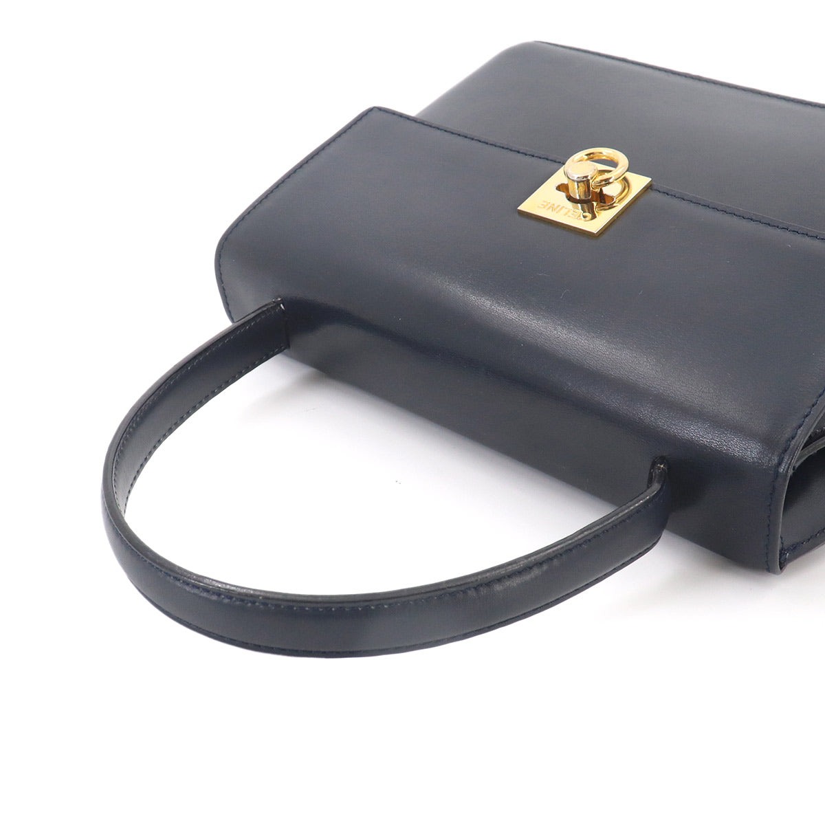 Gancini Hand Bag Leather Navy Vintage Purse