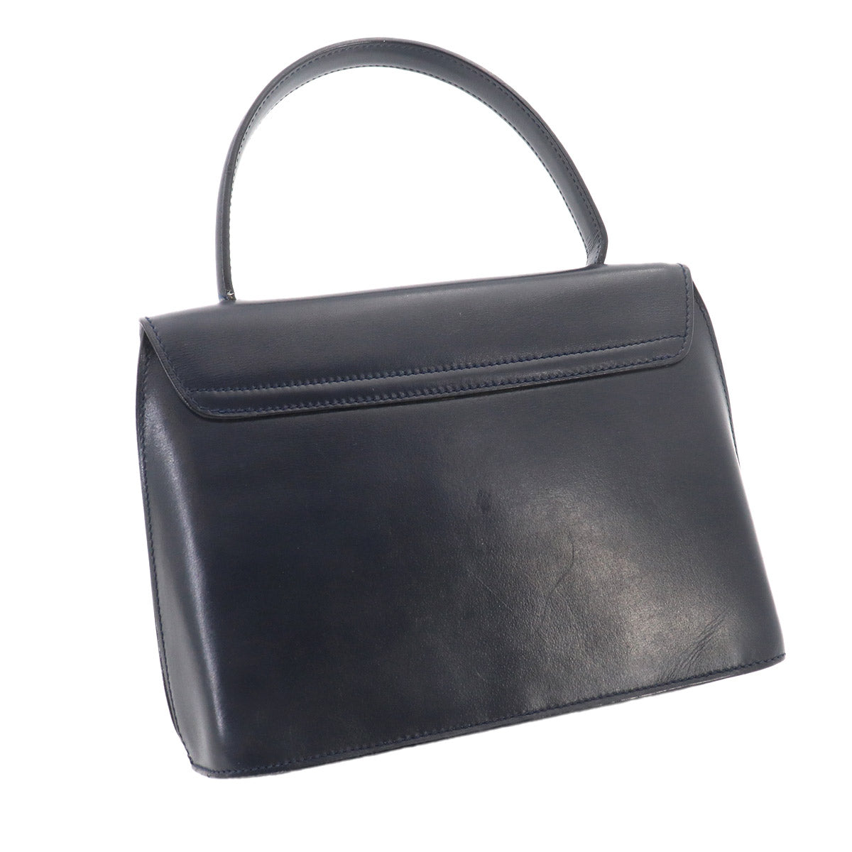 Gancini Hand Bag Leather Navy Vintage Purse