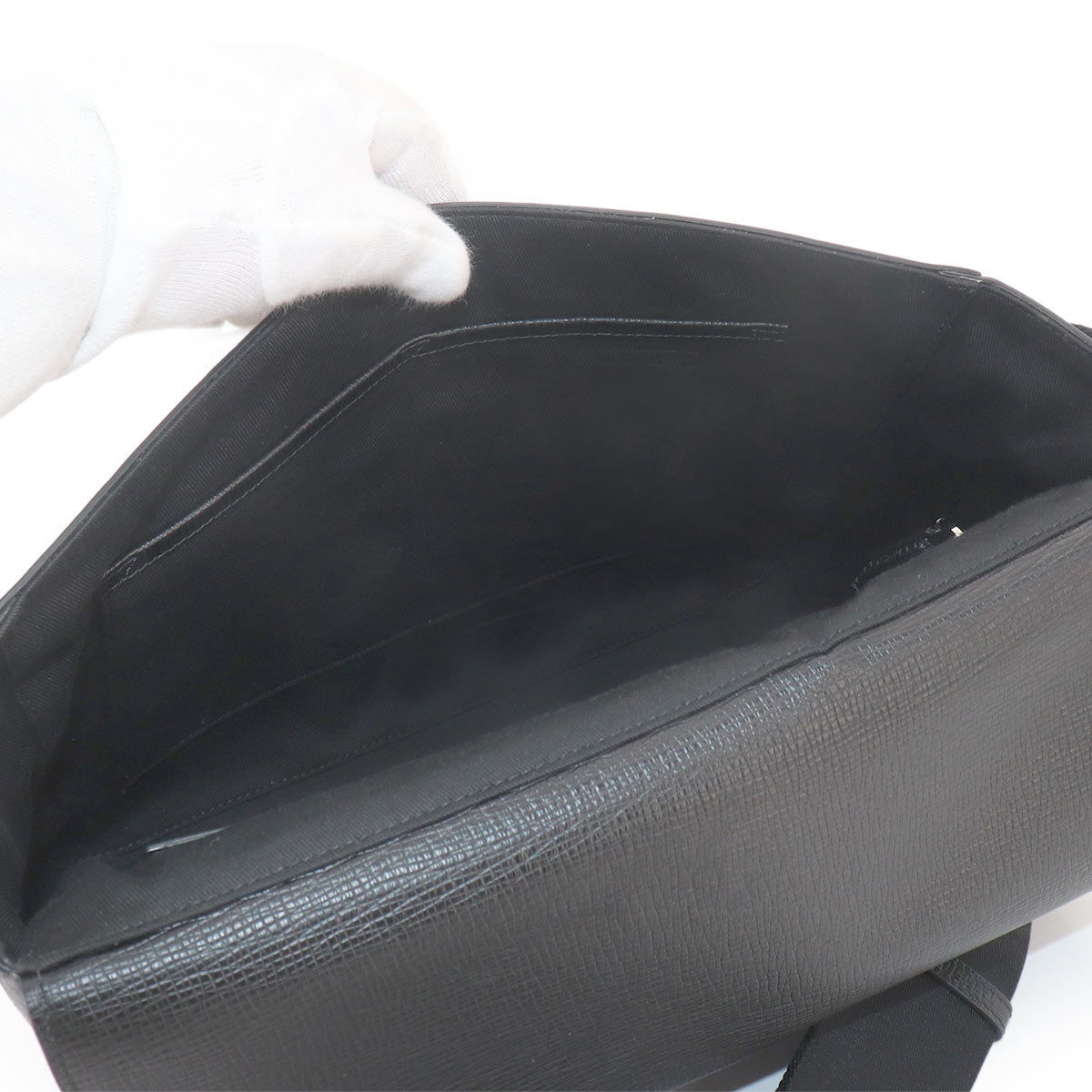 Messenger Shoulder Bag Leather Black Purse