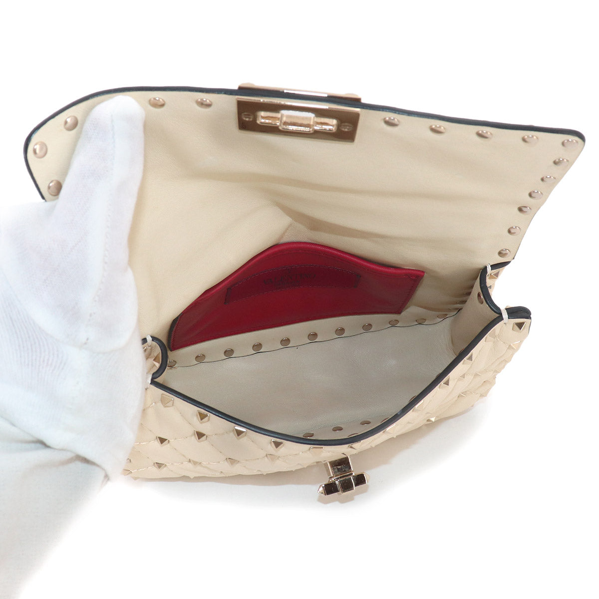 Rockstuds Spike Small 2way Hand Shoulder Bag White