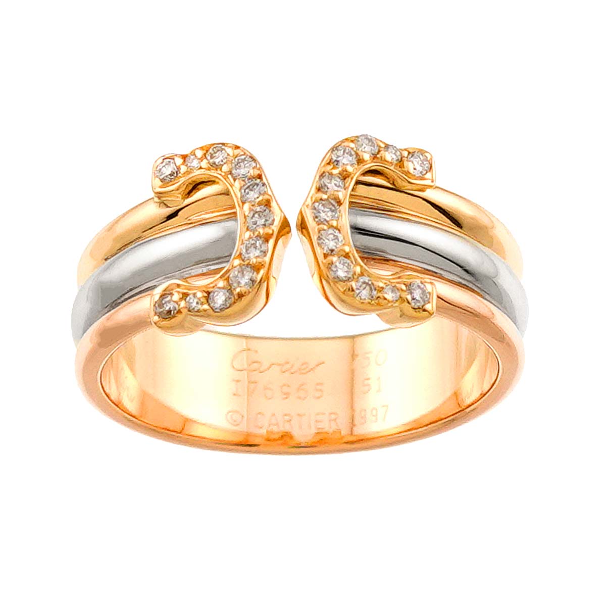 2C Diamond Ring 18K YG WG PG 750 Size51 5.5-5.75(US)