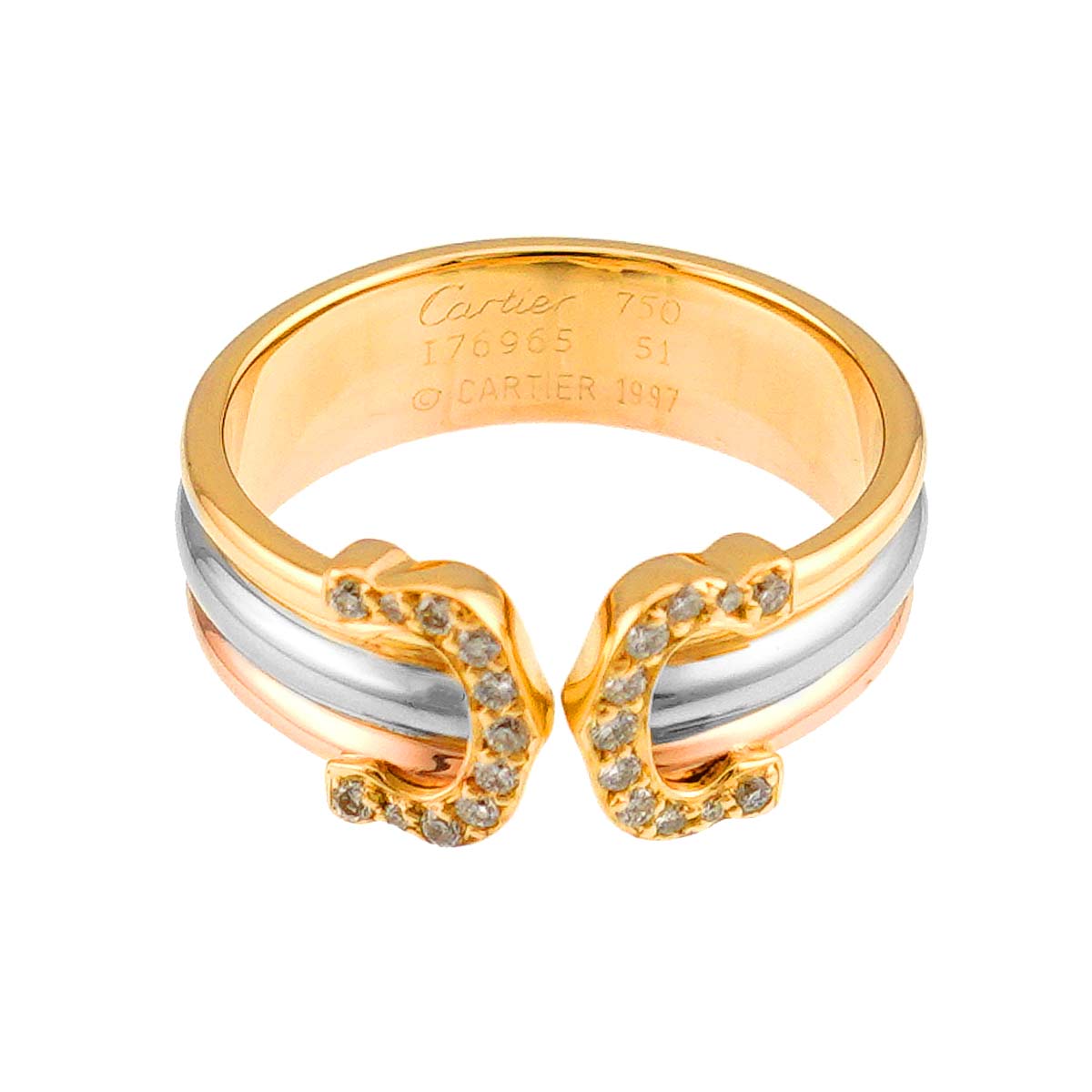2C Diamond Ring 18K YG WG PG 750 Size51 5.5-5.75(US)