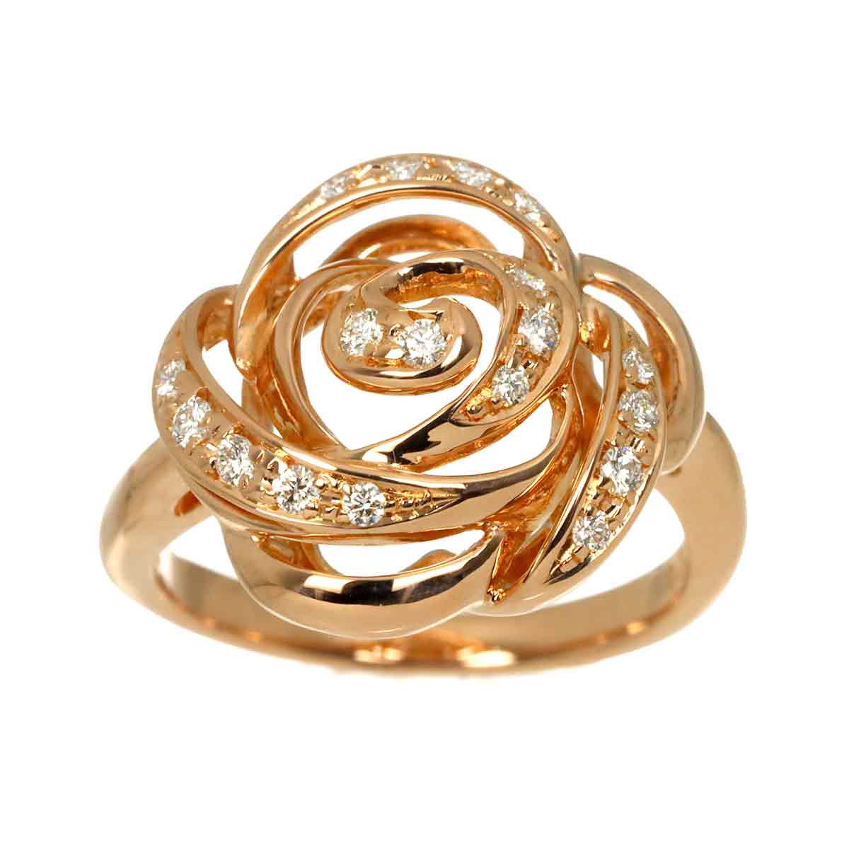 Diamond 0.22ct Ring 18K Pink Gold 750 Size6.25-6.5(US)