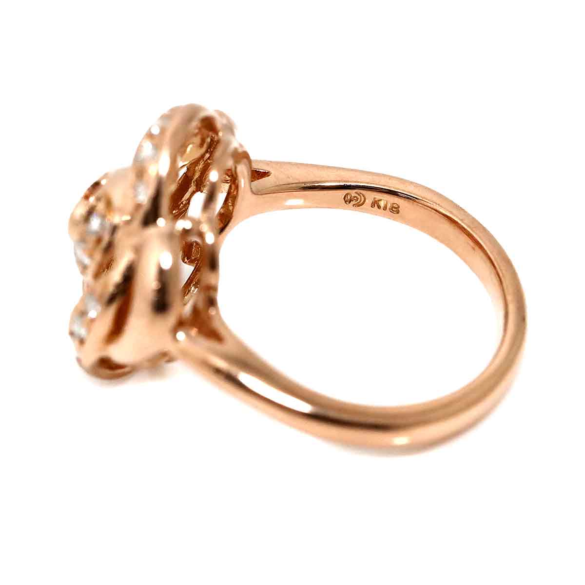 Diamond 0.22ct Ring 18K Pink Gold 750 Size6.25-6.5(US)