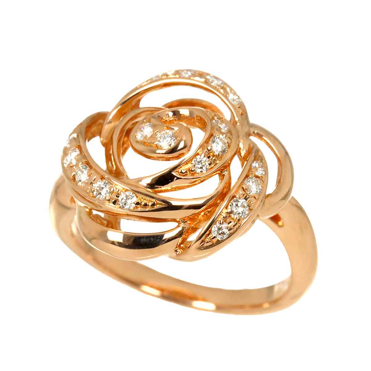 Diamond 0.22ct Ring 18K Pink Gold 750 Size6.25-6.5(US)