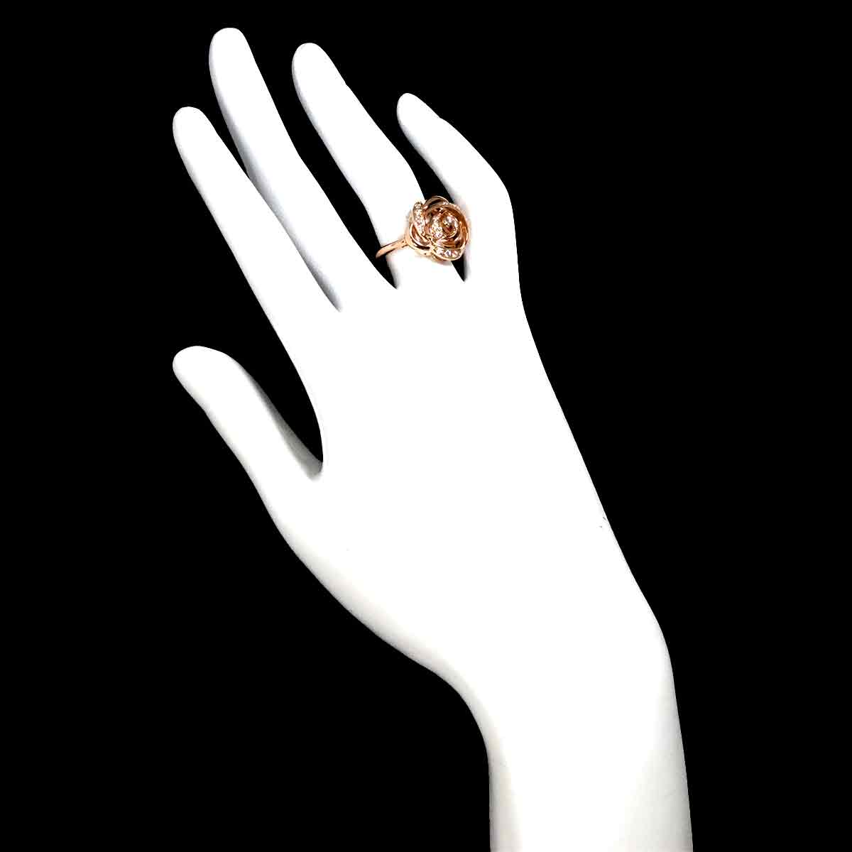 Diamond 0.22ct Ring 18K Pink Gold 750 Size6.25-6.5(US)
