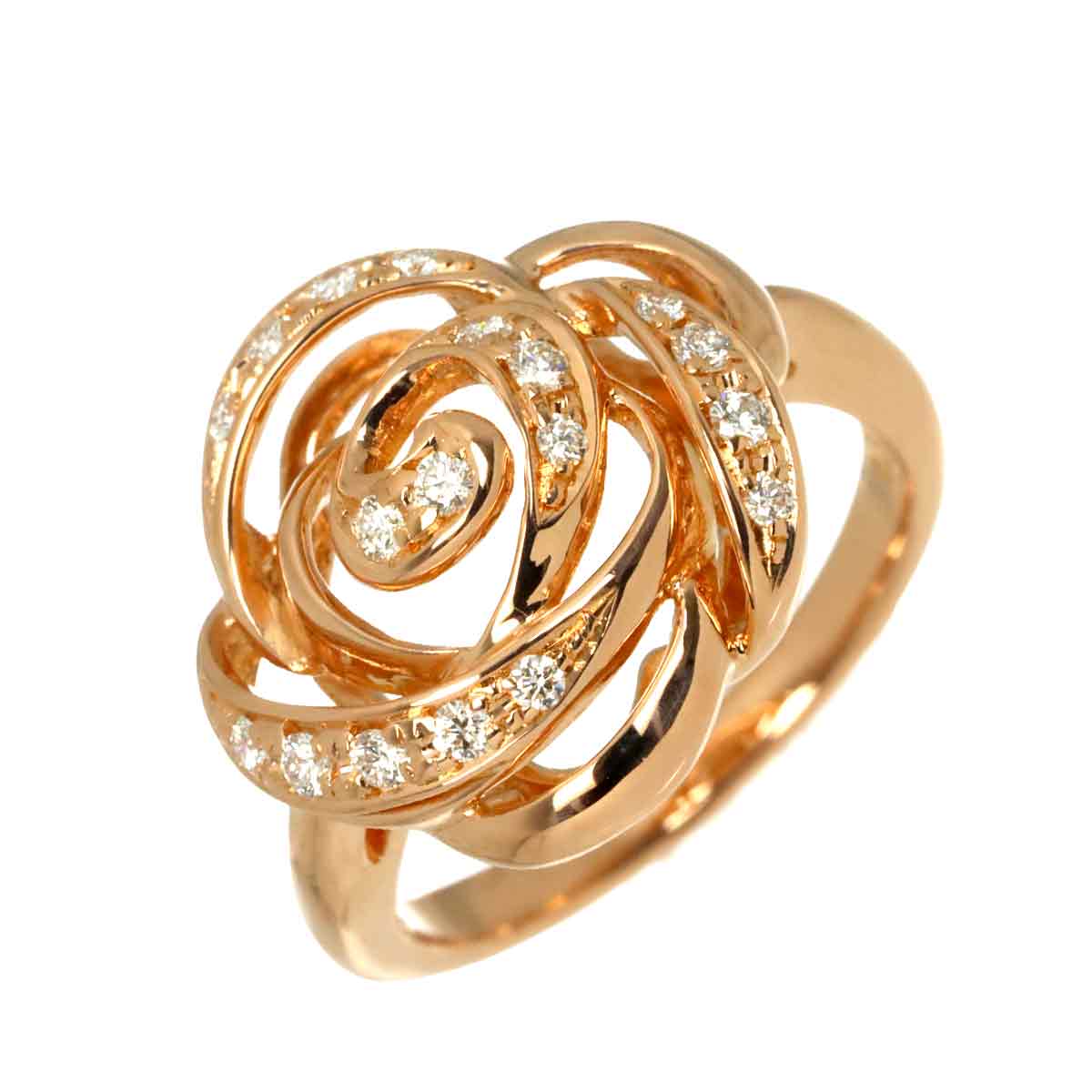 Diamond 0.22ct Ring 18K Pink Gold 750 Size6.25-6.5(US)