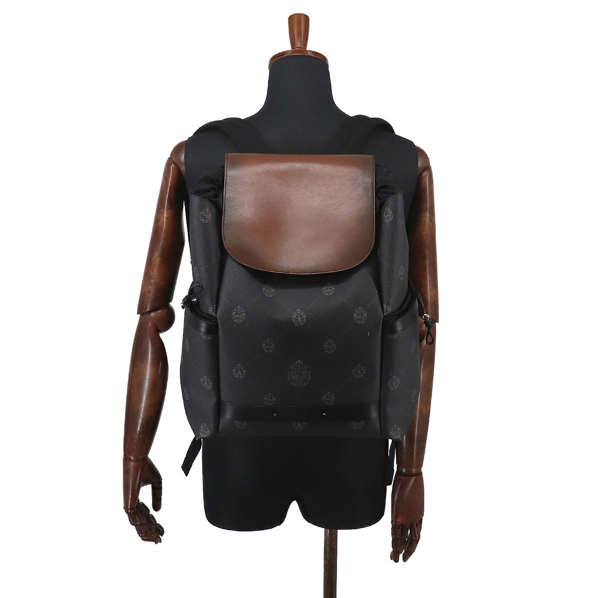 Hiker BackPack Leather Black Brown Purse