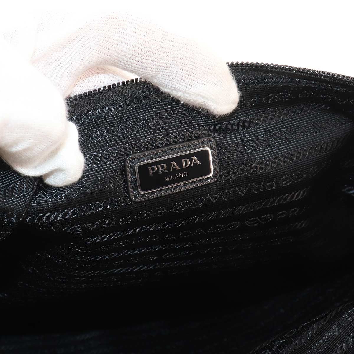 Clutch Bag Nylon Saffiano Leather Black 2VN012 Purse