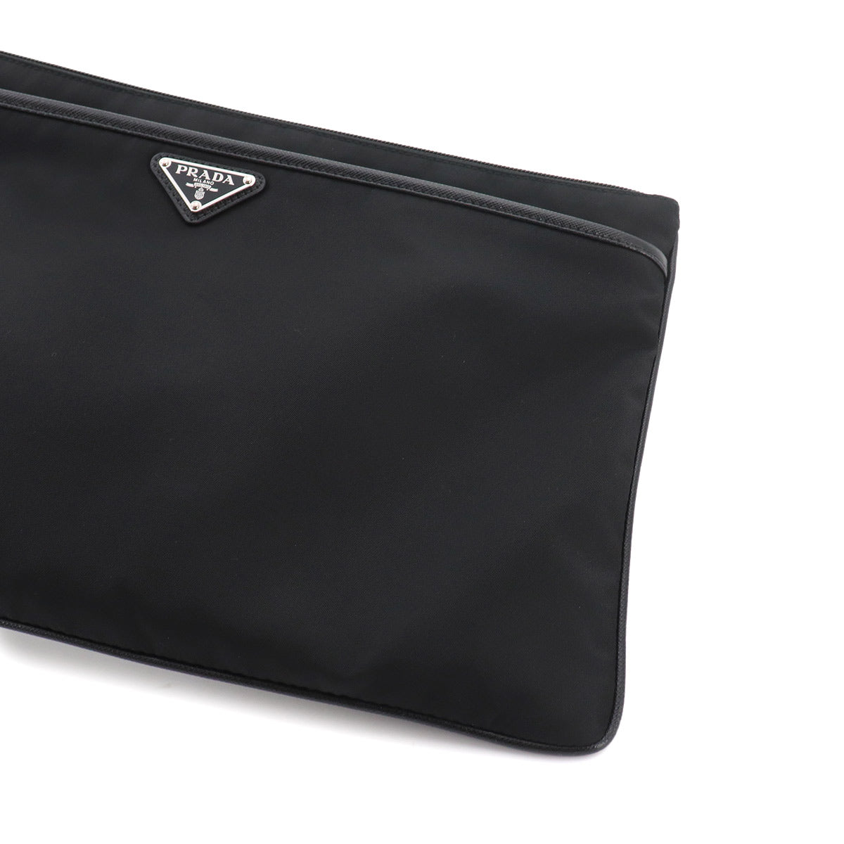 Clutch Bag Nylon Saffiano Leather Black 2VN012 Purse