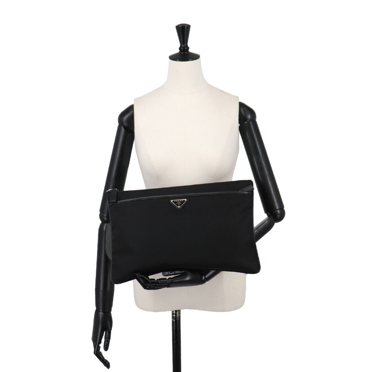 Clutch Bag Nylon Saffiano Leather Black 2VN012 Purse