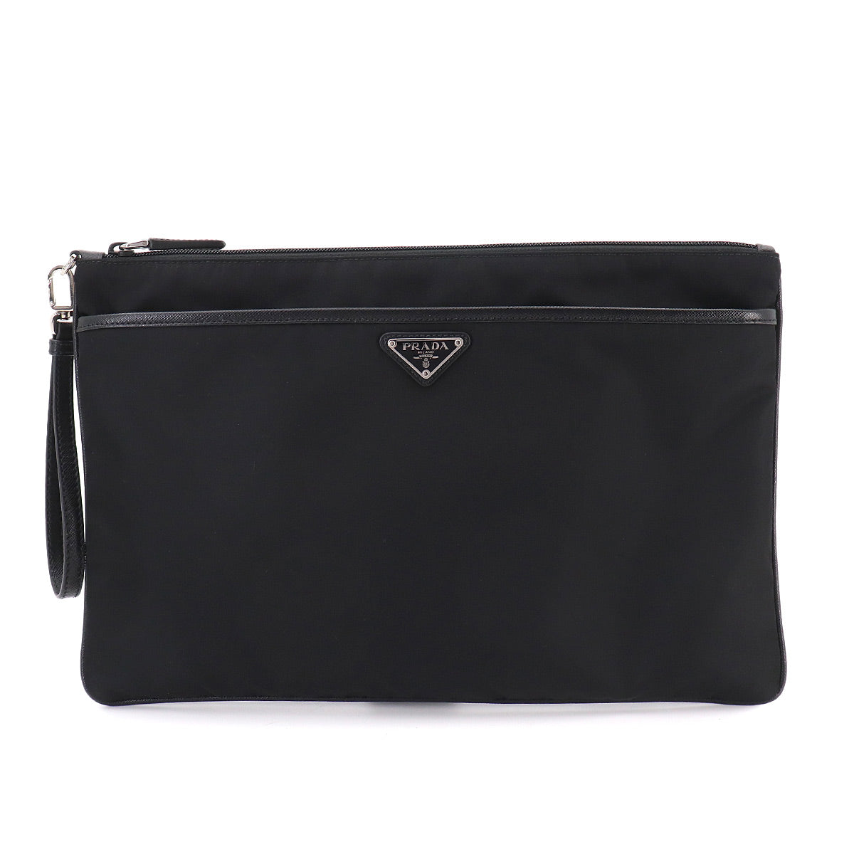 Clutch Bag Nylon Saffiano Leather Black 2VN012 Purse