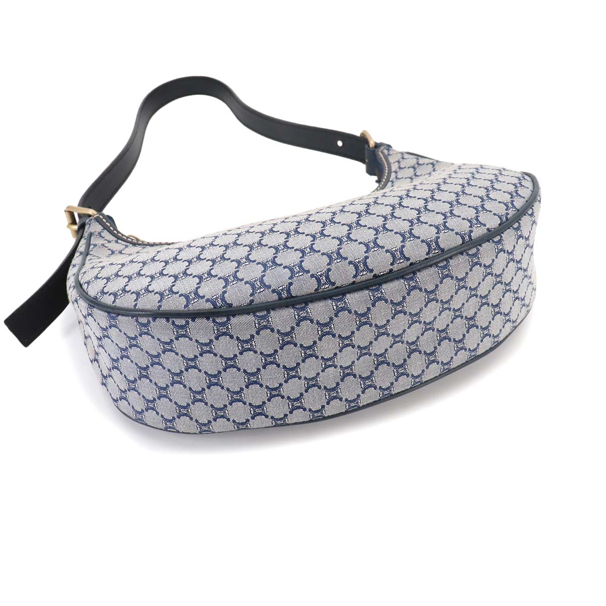 Macadam Shoulder Bag Canvas Leather Blue Vintage