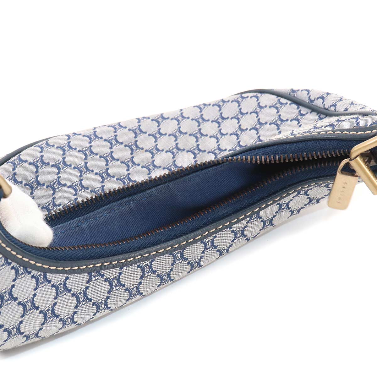 Macadam Shoulder Bag Canvas Leather Blue Vintage