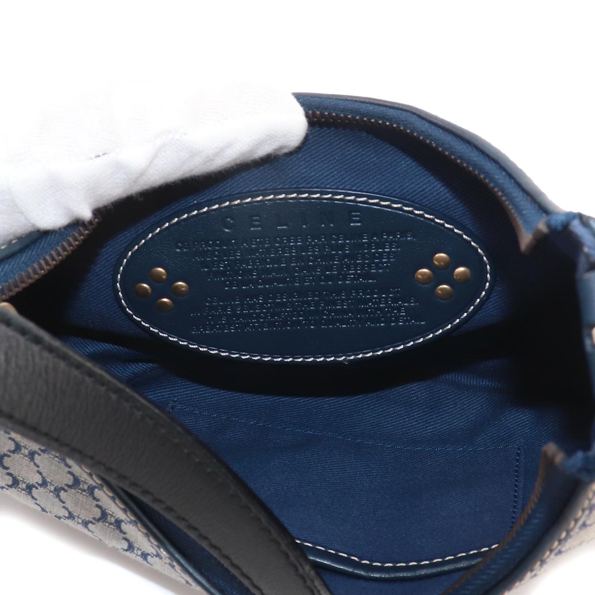 Macadam Shoulder Bag Canvas Leather Blue Vintage