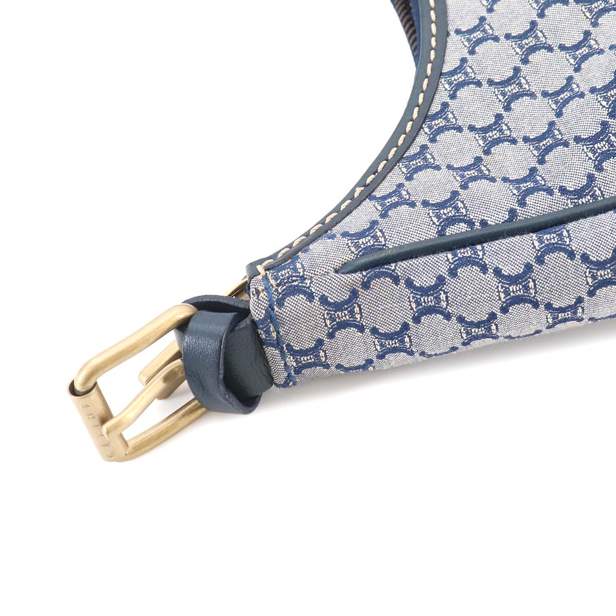 Macadam Shoulder Bag Canvas Leather Blue Vintage