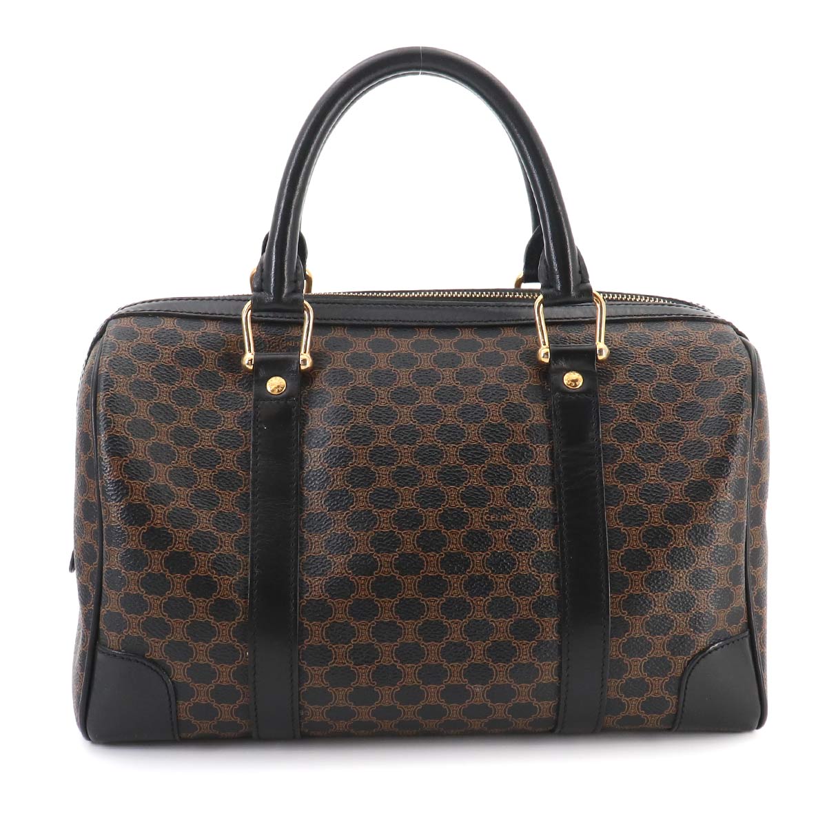 Macadam Boston Hand Bag PVC Leather Black Brown Purse