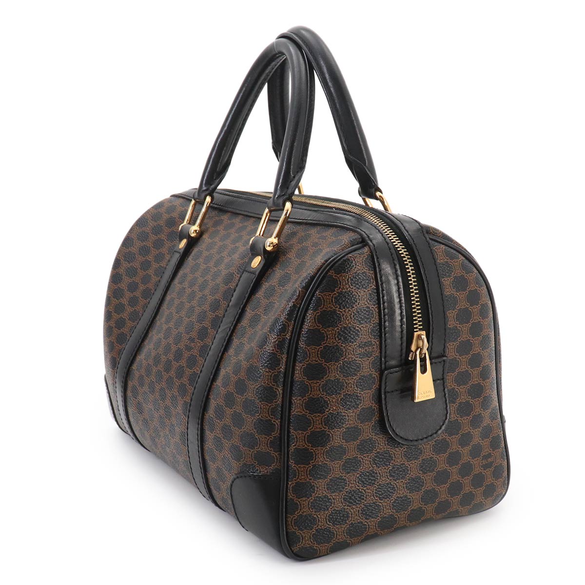 Macadam Boston Hand Bag PVC Leather Black Brown Purse