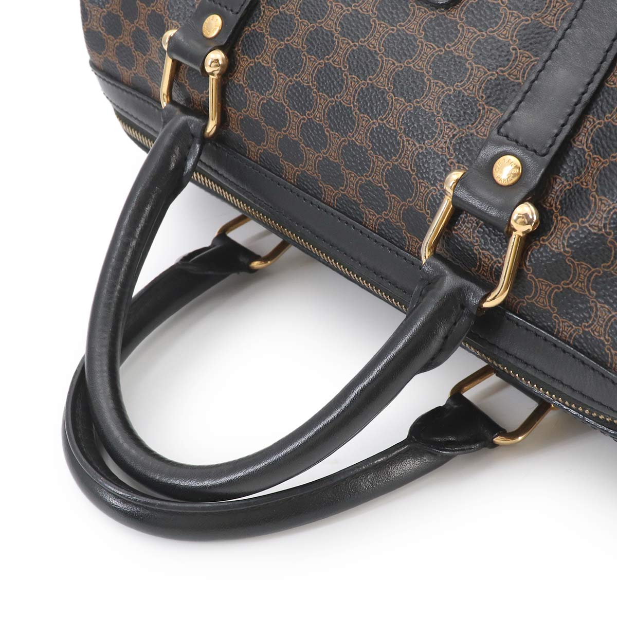 Macadam Boston Hand Bag PVC Leather Black Brown Purse