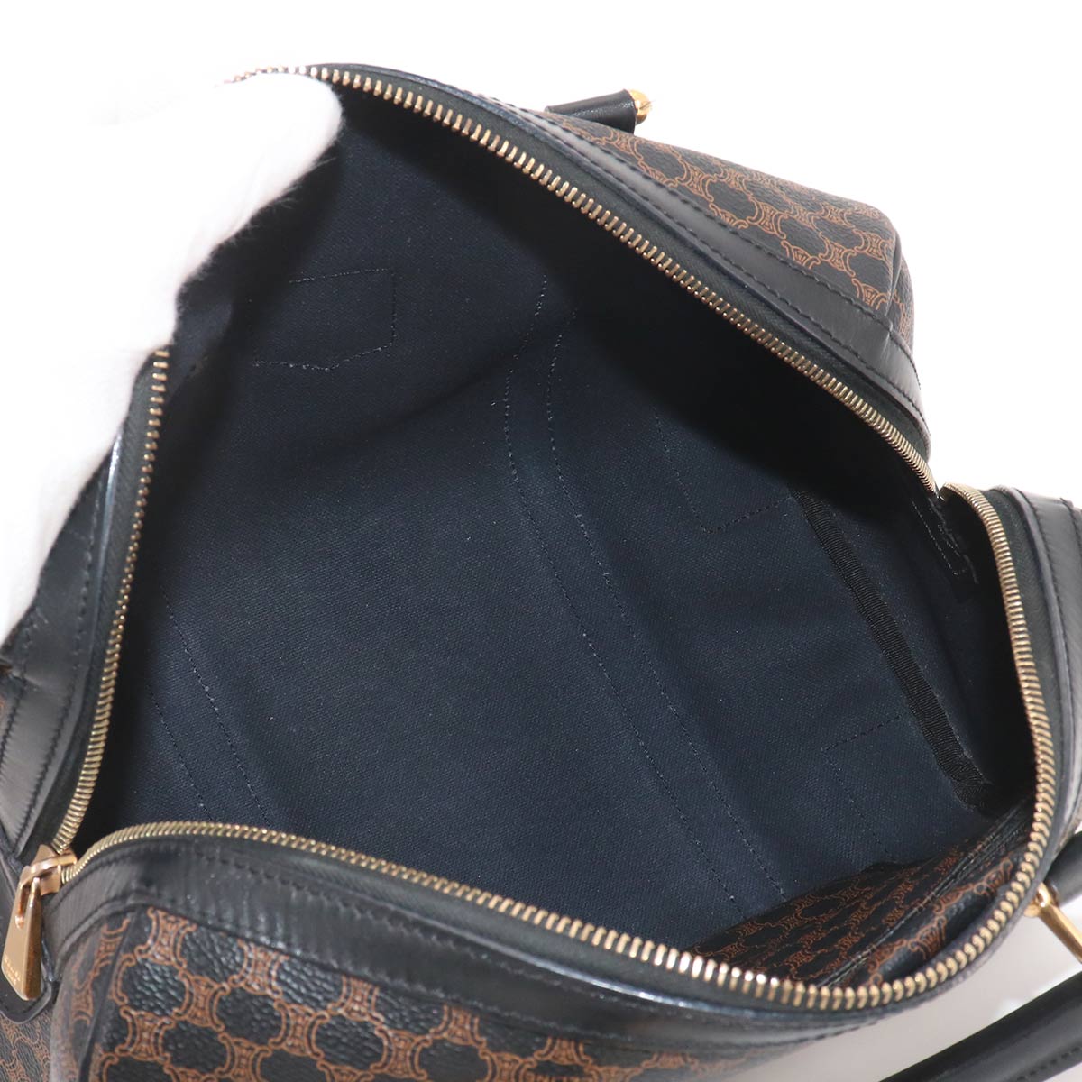 Macadam Boston Hand Bag PVC Leather Black Brown Purse