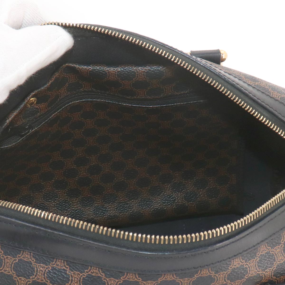 Macadam Boston Hand Bag PVC Leather Black Brown Purse