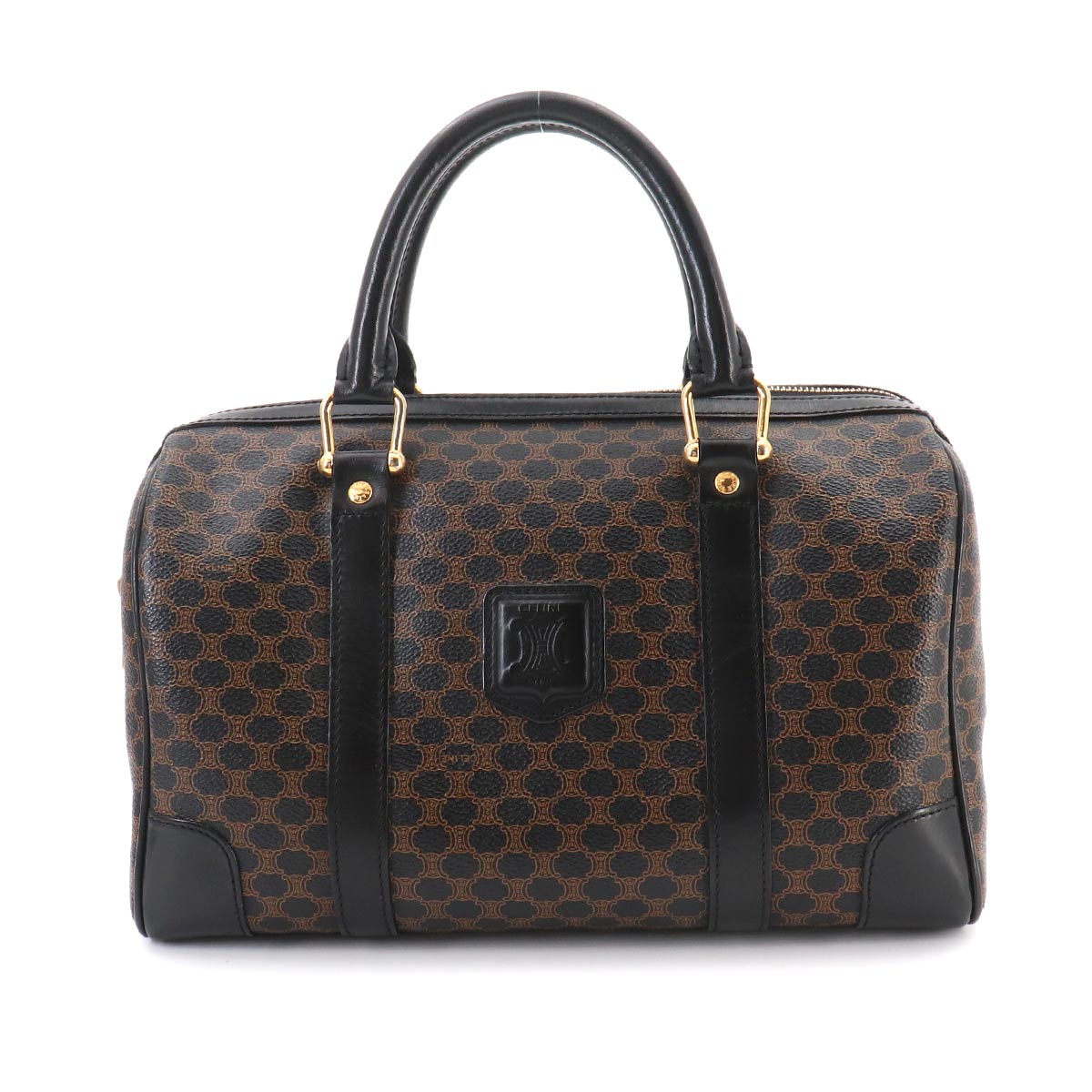 Macadam Boston Hand Bag PVC Leather Black Brown Purse